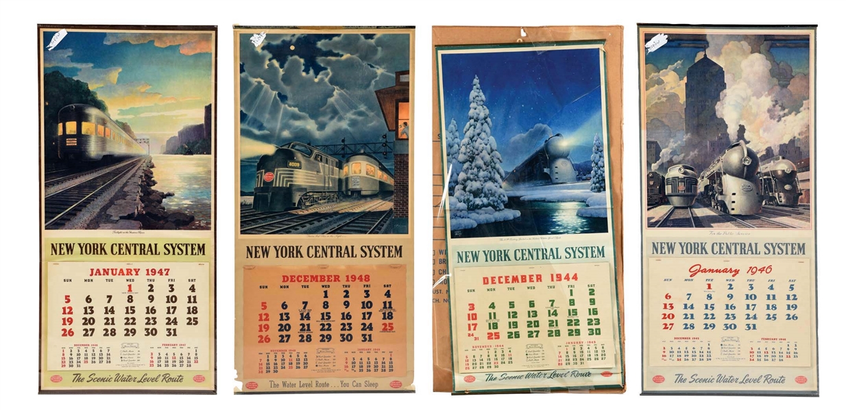 LOT OF 4: NEW YORK CENTRAL SYSTEM CALENDARS.