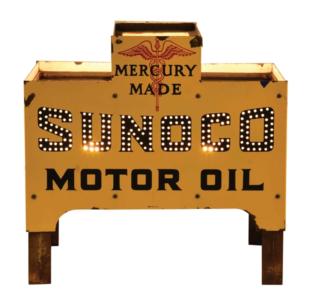 RARE SUNOCO MOTOR OIL PORCELAIN OIL BOTTLE DISPLAY RACK. 