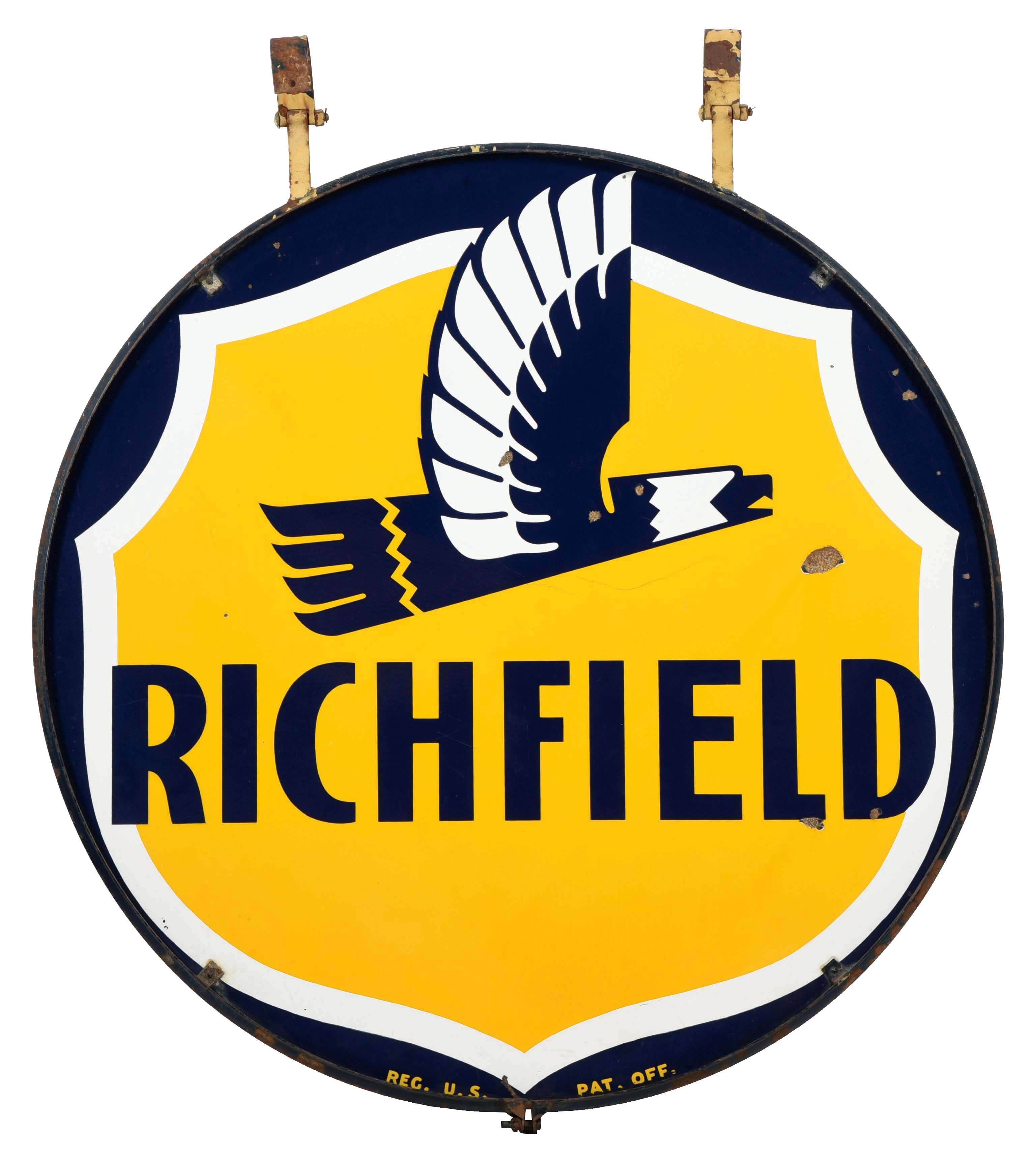 Lot Detail - RICHFIELD GASOLINE PORCELAIN SERVICE STATION SIGN W/ EAGLE ...