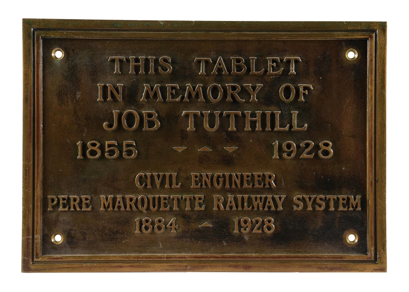 PERE MARQUETTE RAILWAY BRASS TABLET.