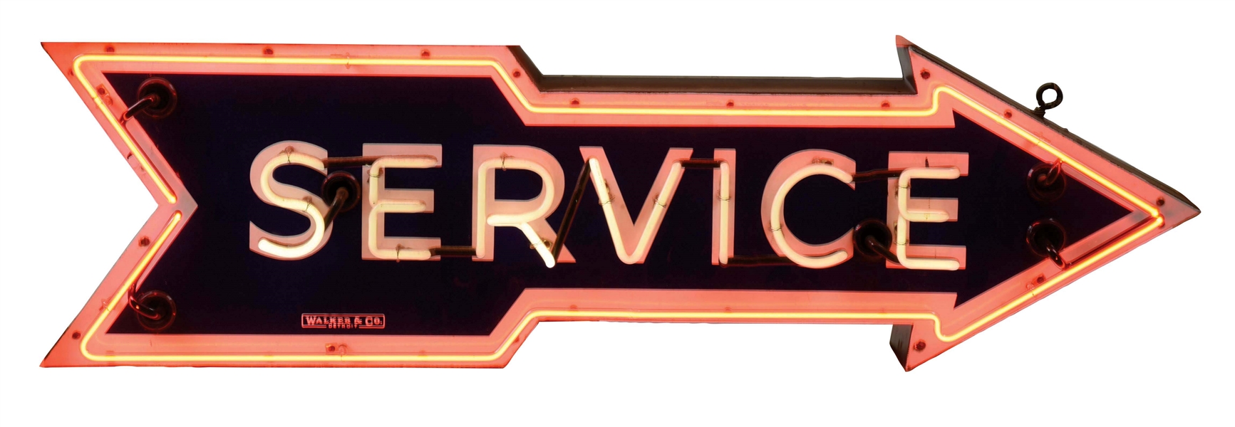 AUTOMOBILE SERVICE DIE CUT PORCELAIN NEON SIGN W/ METAL CAN. 