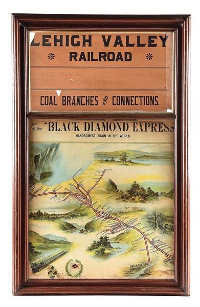 LEHIGH VALLEY "BLACK DIAMOND EXPRESS" ADVERTISING MAP. 