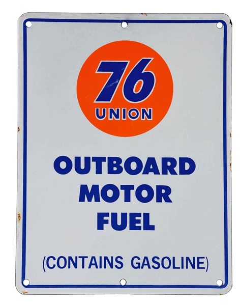 UNION 76 OUTBOARD MOTOR FUEL PORCELAIN PUMP PLATE SIGN. 