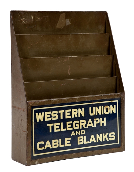 WESTERN UNION TELEGRAPH & CABLE BLANKS TIN DISPLAY. 