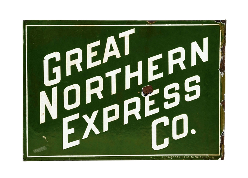 GREAT NORTHERN EXPRESS COMPANY PORCELAIN FLANGE SIGN. 