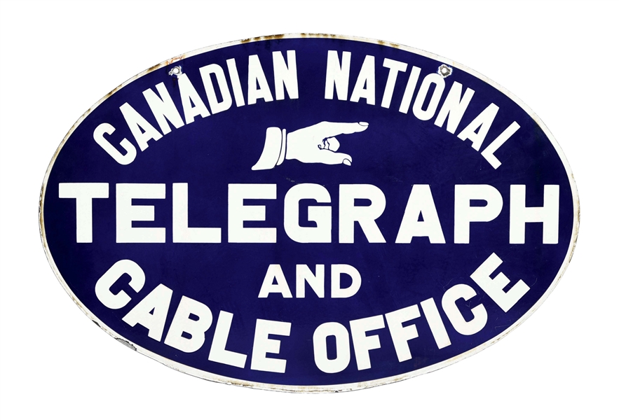 CANADIAN NATIONAL TELEGRAPH & CABLE OFFICE PORCELAIN SIGN.