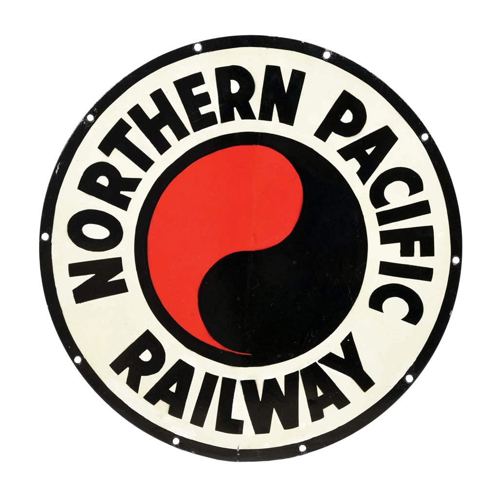 NORTHERN PACIFIC RAILWAY PAINTED ENGINE SIGN.