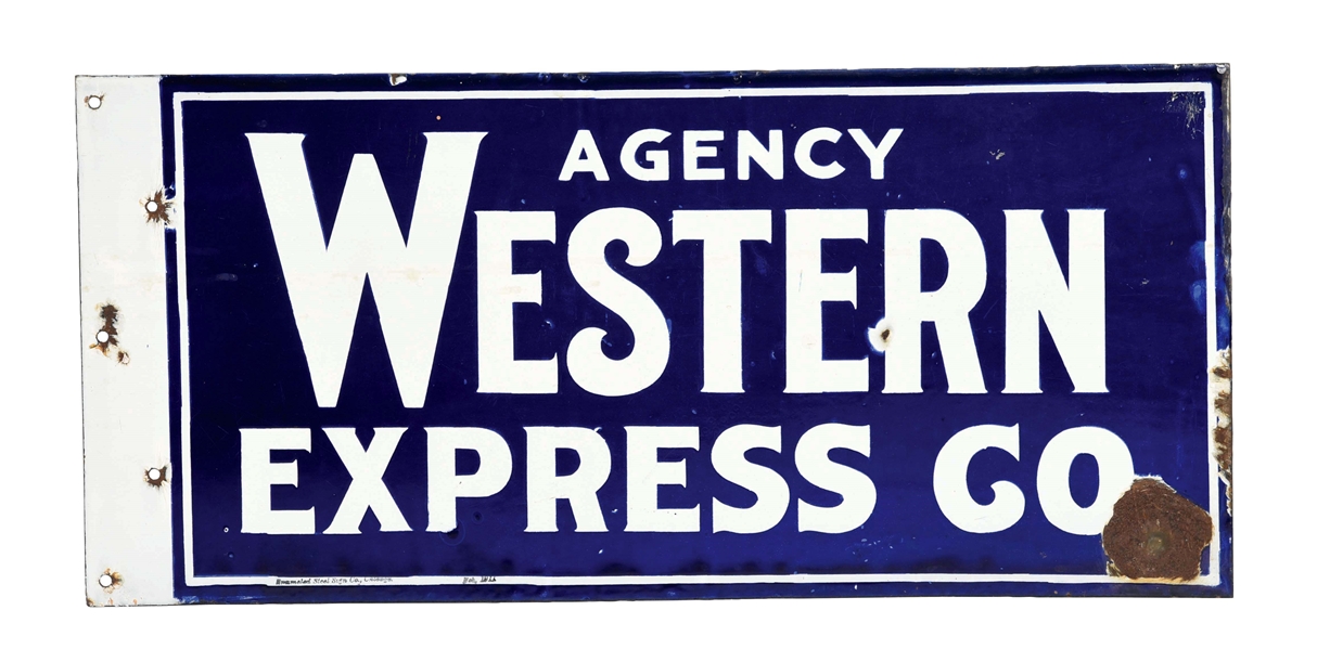 WESTERN EXPRESS CO. AGENCY PORCELAIN SIGN.