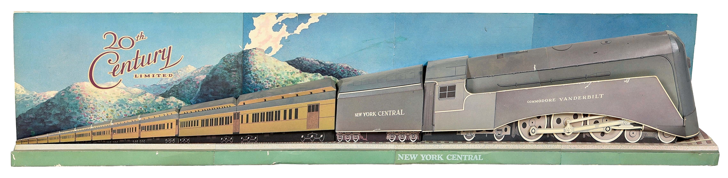 NEW YORK CENTRAL THREE-DIMENSIONAL CARDBOARD ADVERTISING FOR 20TH CENTURY LTD.