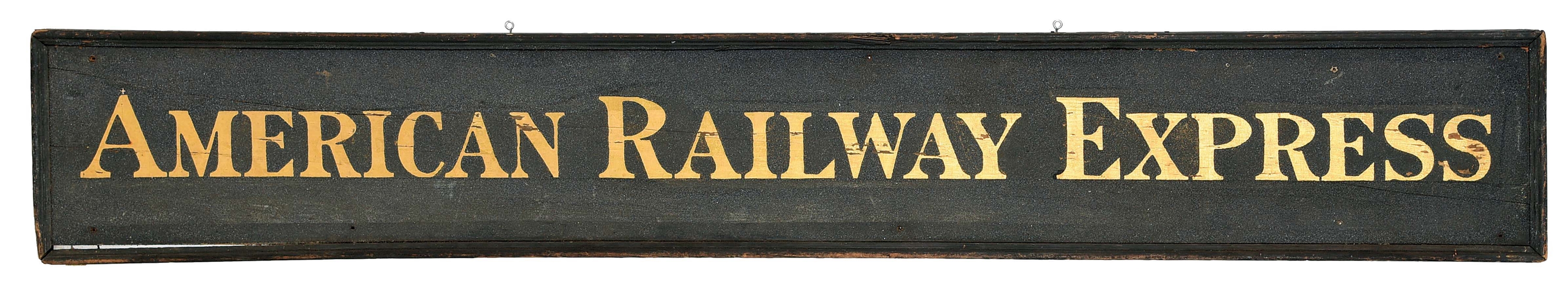 AMERICAN RAILWAY EXPRESS FRAMED SIGN.
