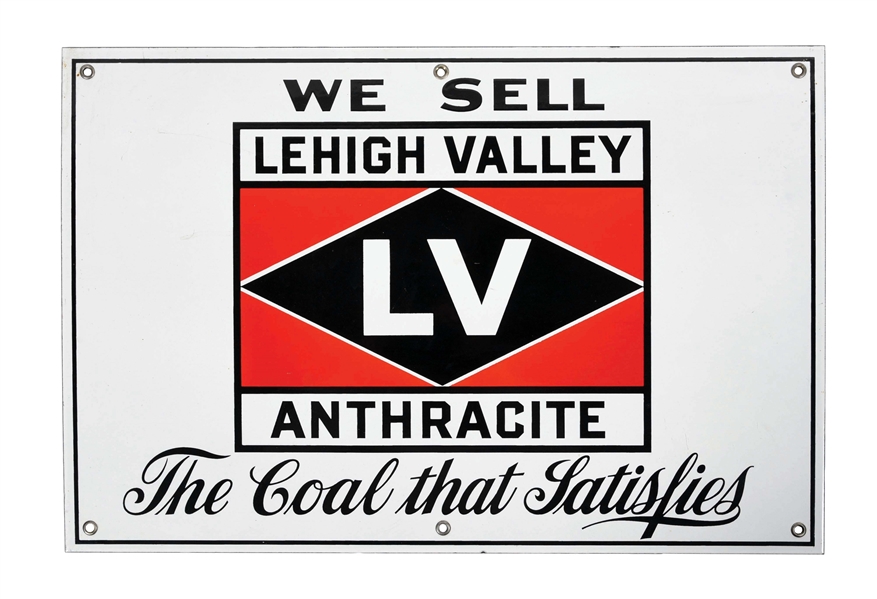 LEHIGH VALLEY ANTHRACITE PORCELAIN SIGN.