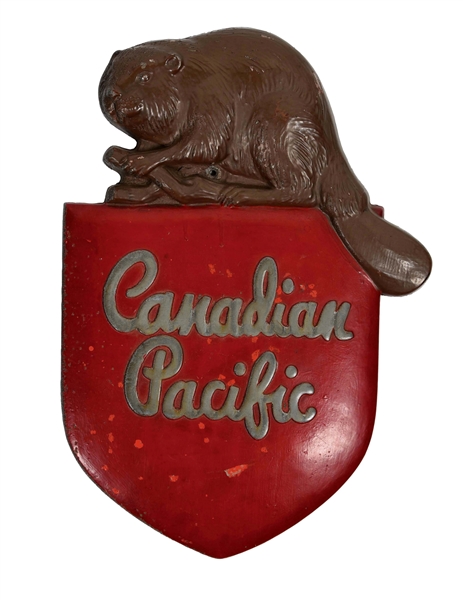CANADIAN PACIFIC BEAVER ON SHIELD LOGO SIGN.