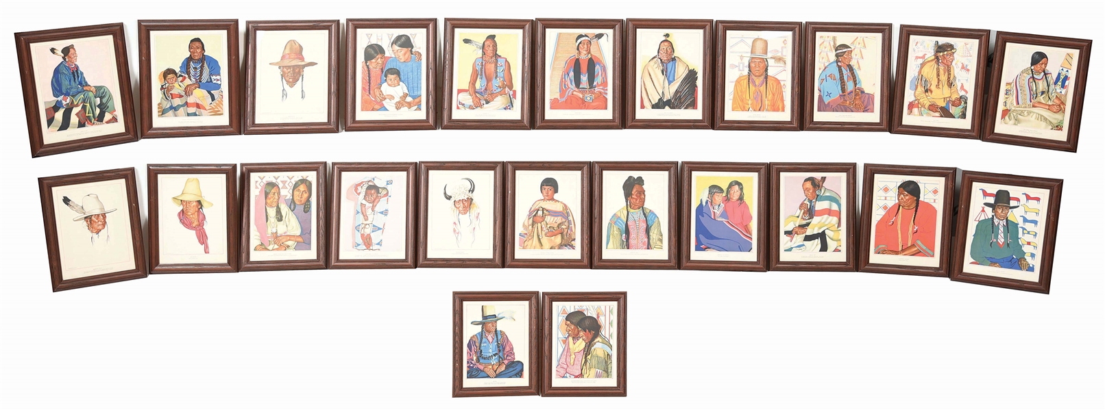 LOT OF 24: FRAMED NATIVE AMERICAN PIECES.