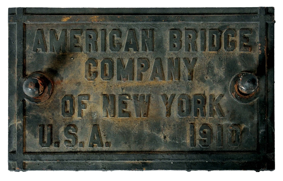 1910 AMERICAN BRIDGE CO IDENTIFICATION PLATE.
