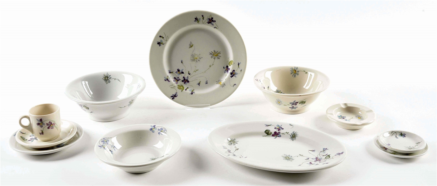 LOT OF 11: CB&Q RR "VIOLETS & DAISIES" CHINA PIECES.