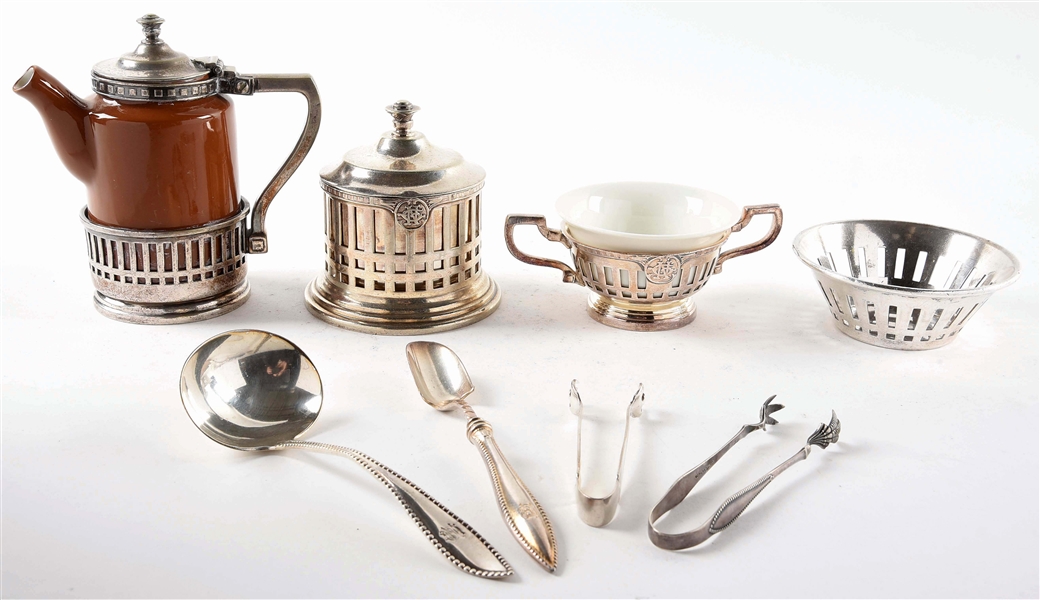 LOT OF 8: GREAT NORTHERN SILVER SERVING ITEMS.