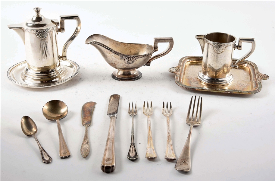 LOT OF GREAT NORTHERN SILVER SERVING ITEMS.