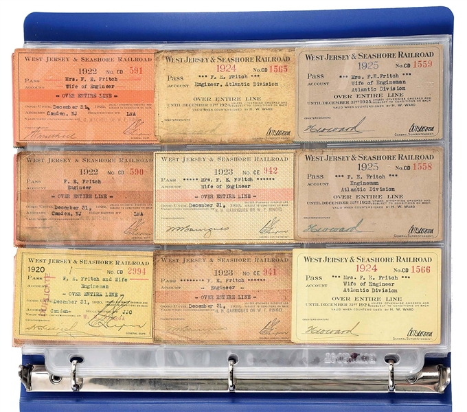 COLLECTION OF RAILWAY PASSES IN BINDER.