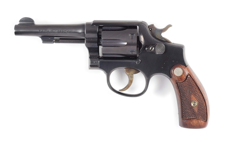 (C) SMITH AND WESSON .38 M&P DOUBLE ACTION REVOLVER WITH FACTORY BOX AND ROY JINKS LETTER.