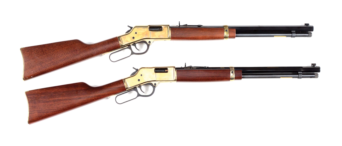 (M) LOT OF 2: HENRY GOLDEN BOY LEVER ACTION RIFLES IN .44 MAGNUM AND .45 COLT.