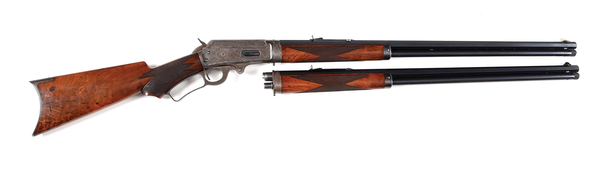 (A) MARLIN MODEL 1893 LEVER ACTION RIFLE WITH ADDITIONAL FACTORY SPECIAL ORDER BARREL AND MODERN HARD CASE.