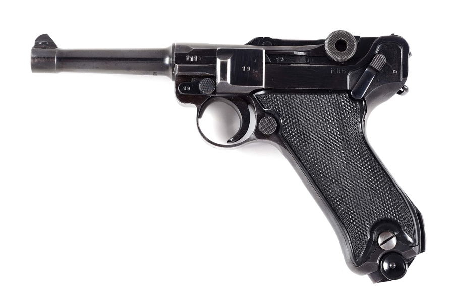 (C) GERMAN WORLD WAR II MAUSER "BYF" 2 DIGIT DATE P.08 SEMI-AUTOMATIC PISTOL WITH HOLSTER.