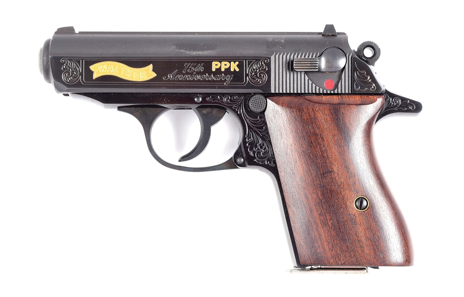 (M) ENGRAVED WALTHER PPK 75TH ANNIVERSARY SEMI-AUTOMATIC PISTOL.
