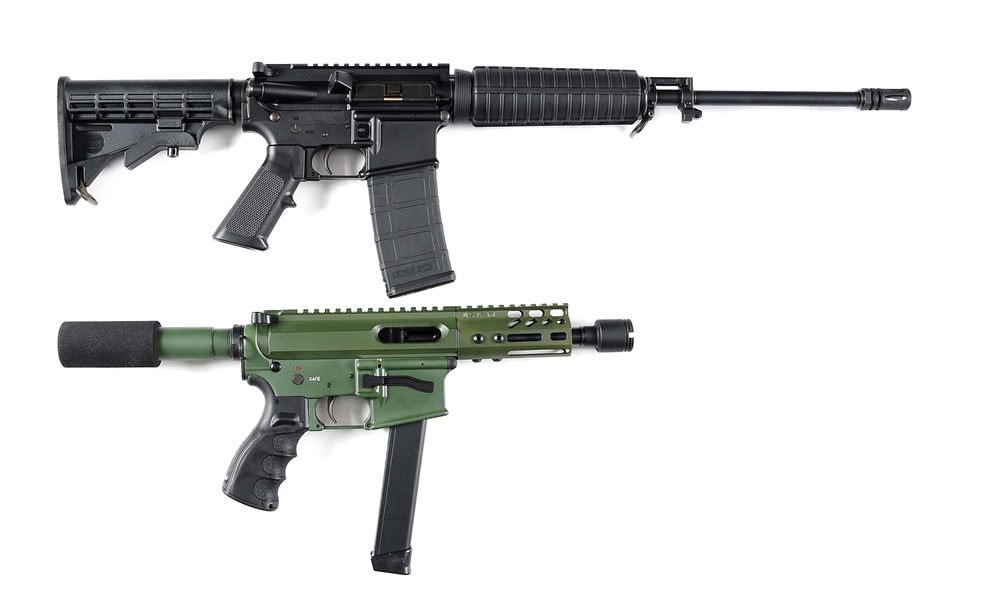 (M) LOT OF 2: BUSHMASTER XM15-E2S SEMI-AUTOMATIC RIFLE & NSF CUSTOM GUNS NSF-9 SEMI-AUTOMATIC PISTOL.