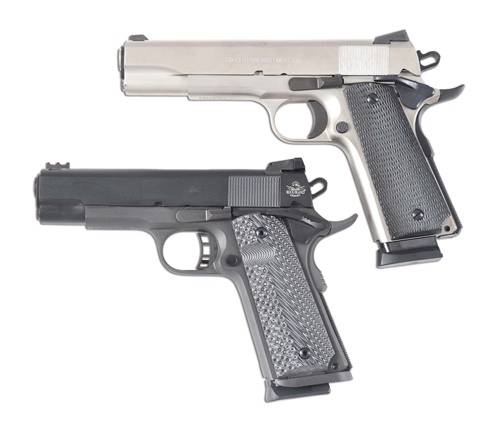 (M) LOT OF 2: HIGH STANDARD AND ROCK ISLAND ARMORY 1911A1 SEMI-AUTOMATIC PISTOLS.