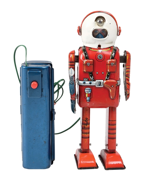 JAPANESE LINEMAR TIN LITHO BATTERY-OPERATED SPACEMAN ROBOT.