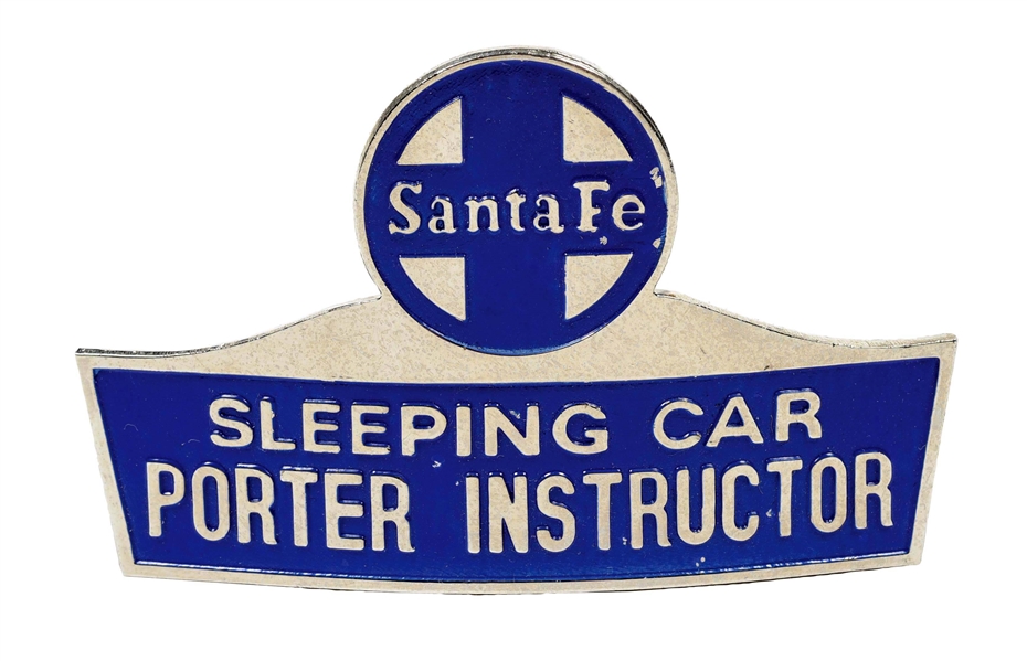 SANTA FE "SLEEPING CAR PORTER INSTRUCTOR" HAT BADGE.
