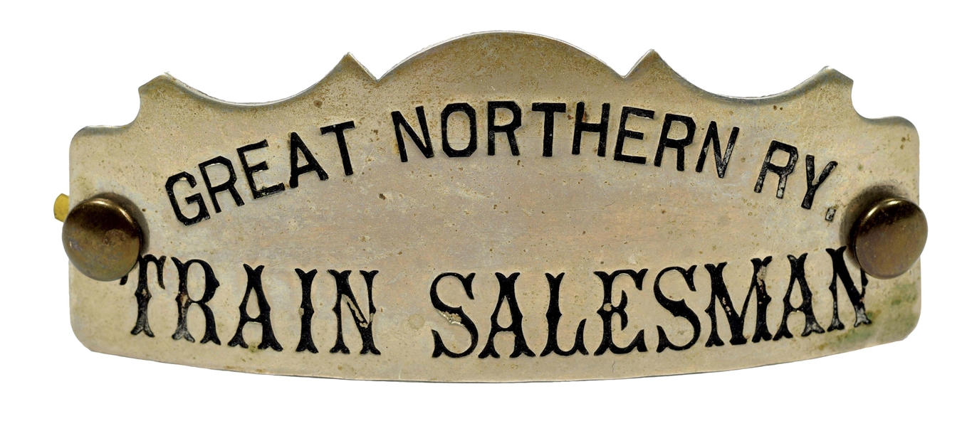 GREAT NORTHERN "TRAIN SALESMAN" HAT BADGE.