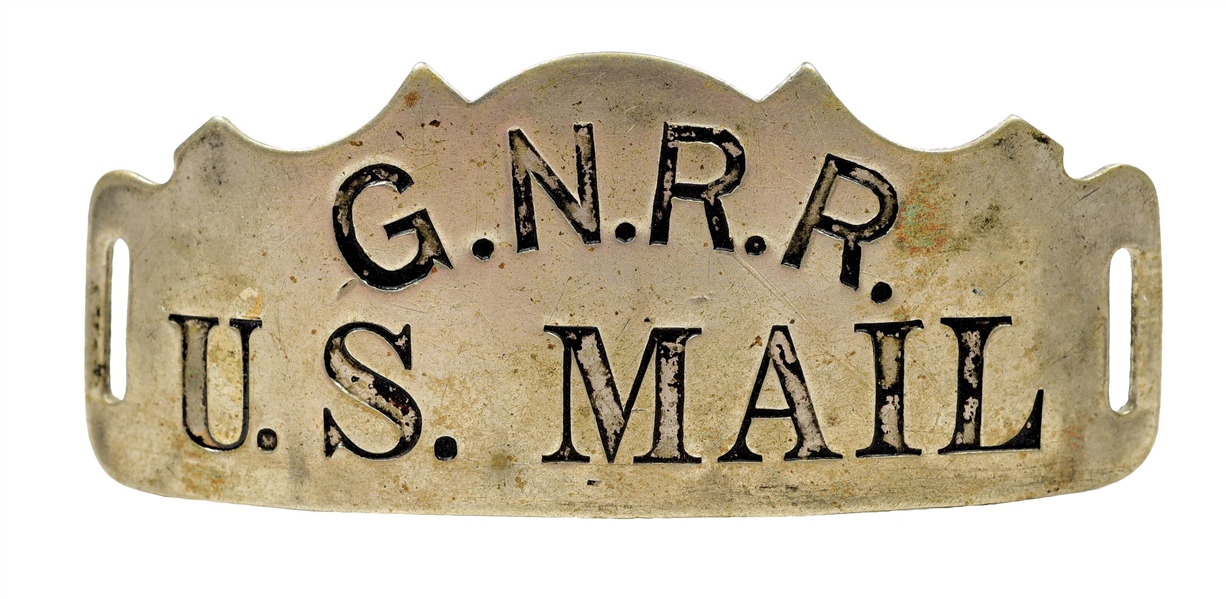 G.N.R.R. "U. S. MAIL" SCALLOPED HAT BADGE.