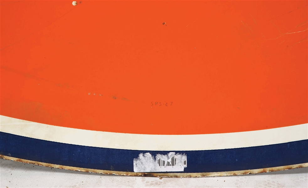 Lot Detail - GULF GASOLINE DIE CUT PORCELAIN SERVICE STATION SIGN.