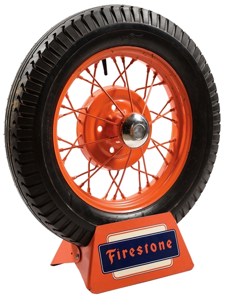 FIRESTONE TIRES TIN TIRE DISPLAY W/ DISPLAY TIRE. 