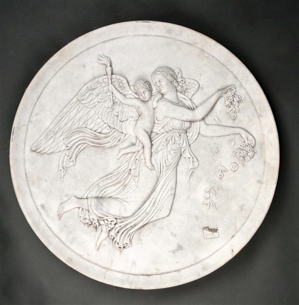 CARVED RELIEF MARBLE ROUNDEL.