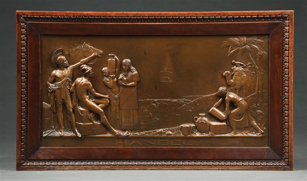 HIGH RELIEF FRAMED COPPER PLAQUE.