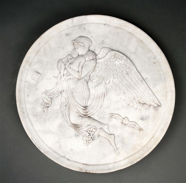 CARVED RELIEF MARBLE ROUNDEL.