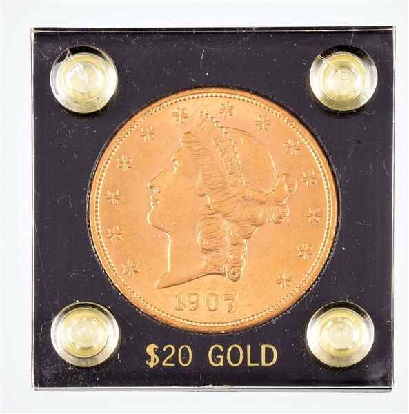 1907 GOLD LIBERTY $20 COIN.