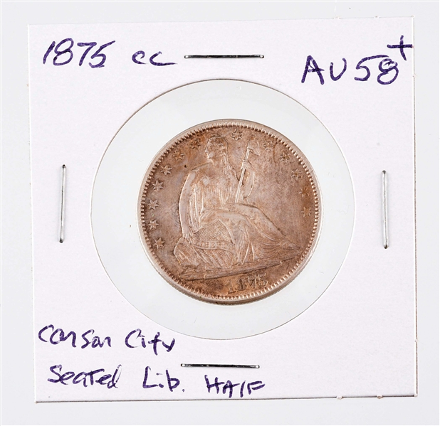 1875 CARSON CITY SEATED LIBERTY HALF DOLLAR.