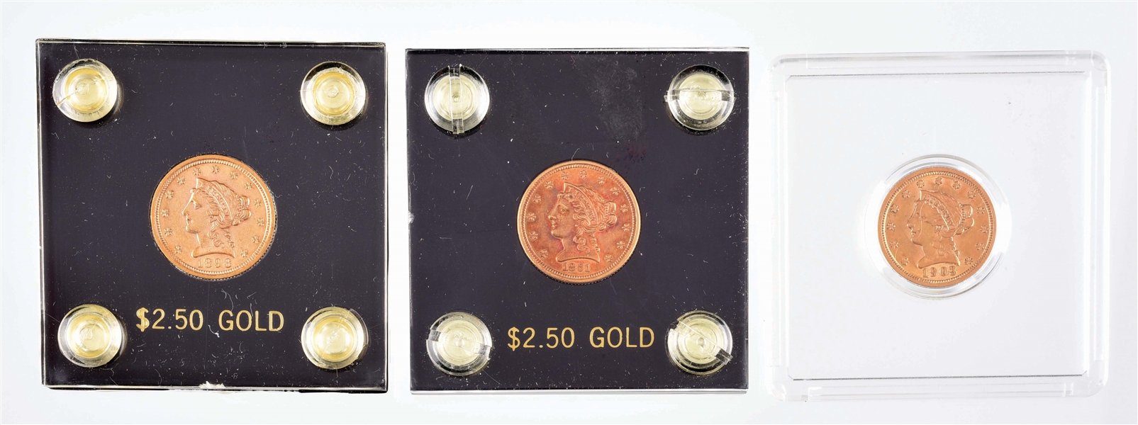 LOT OF 3: $2.50 GOLD COINS.