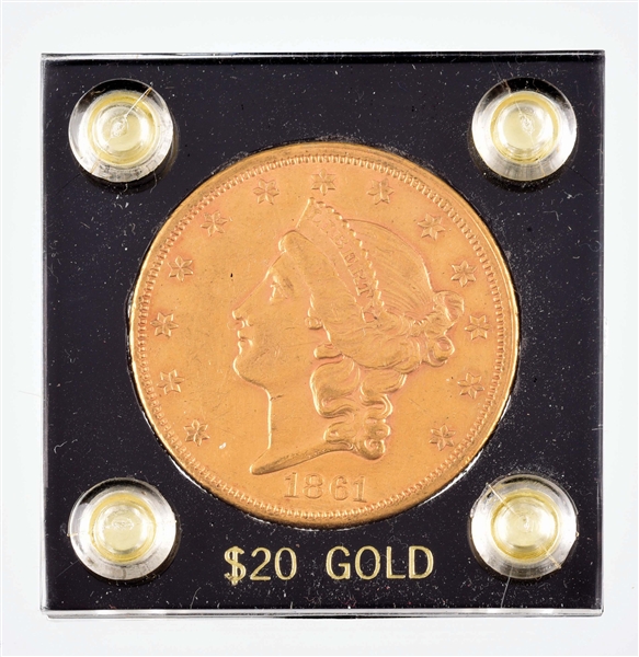 1861 $20 GOLD LIBERTY COIN.