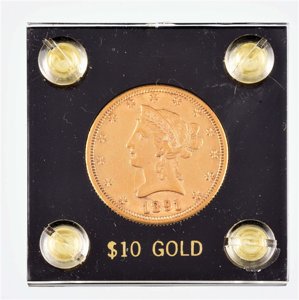 1891 CARSON CITY $10 GOLD COIN.