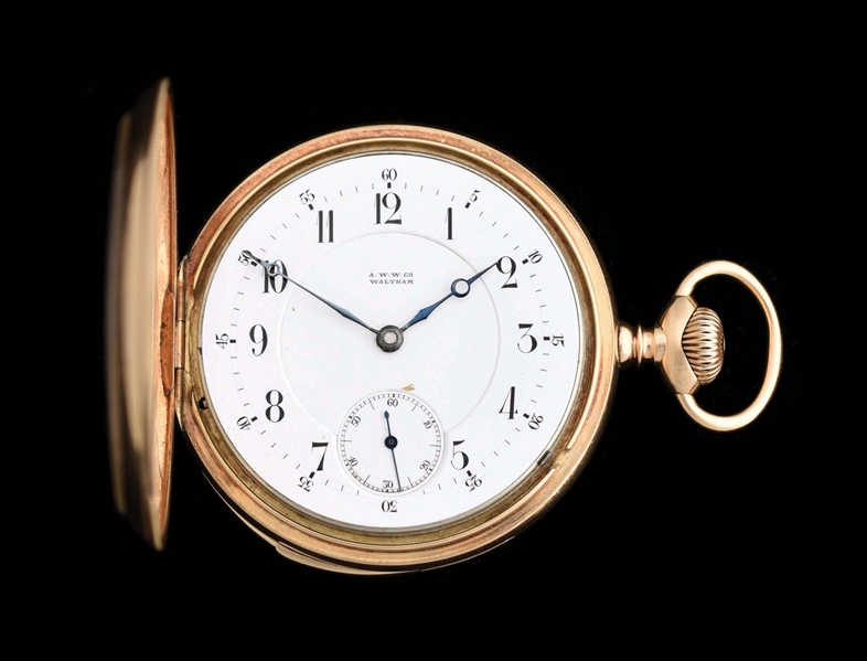 14K GOLD AMERICAN WALTHAM RIVERSIDE 5-MINUTE REPEATER O/F POCKET WATCH.