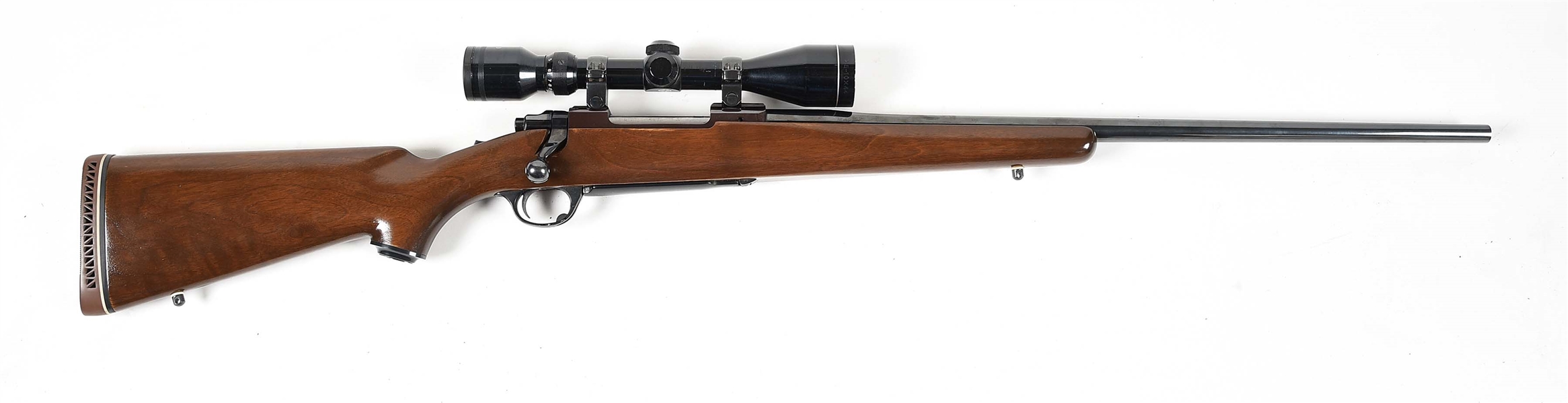 (M) RUGER M77 .338 WIN. MAG. BOLT ACTION RIFLE WITH SCOPE.