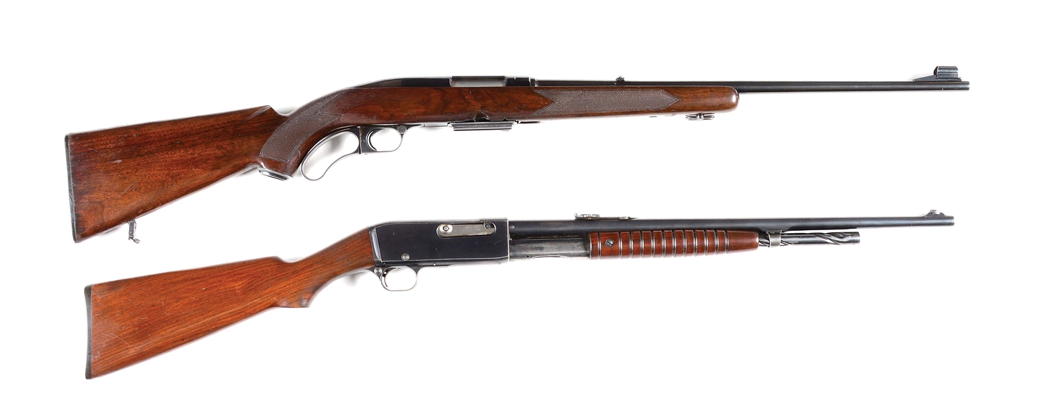 (C) LOT OF 2: WINCHESTER MODEL 88 LEVER ACTION RIFLE AND REMINGTON MODEL 14A SLIDE ACTION RIFLE.