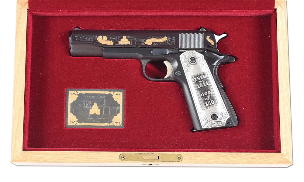 (M) COLT 1911A1 PANAMA CANAL SPECIAL EDITION .45 SEMI AUTOMATIC PISTOL WITH BOX AND CASE