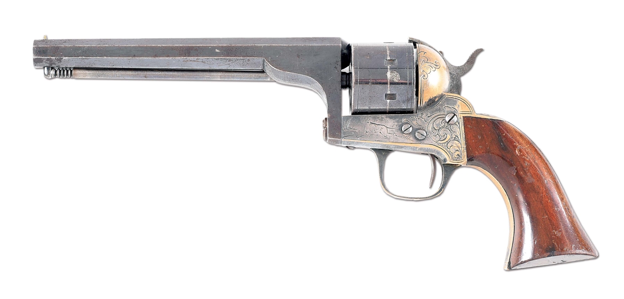 (A) ENGRAVED MOORES PATENT FIREARMS CO. SINGLE ACTION REVOLVER.
