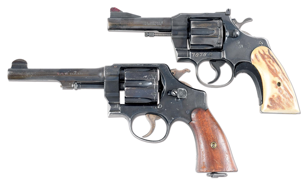(C) LOT OF 2: SEATTLE POLICE COLT TROOPER AND SMITH & WESSON MODEL 1917 DOUBLE ACTION REVOLVERS.