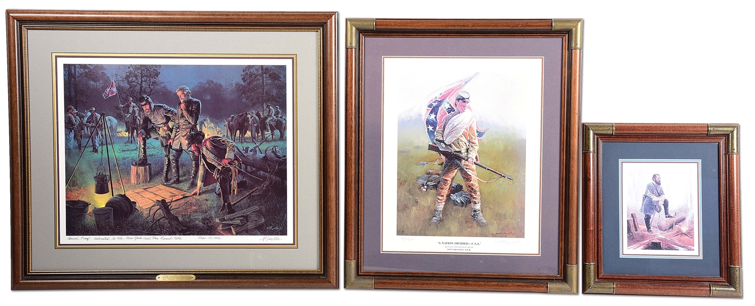 LOT OF 3: FRAMED CONFEDERATE CIVIL WAR PRINTS.